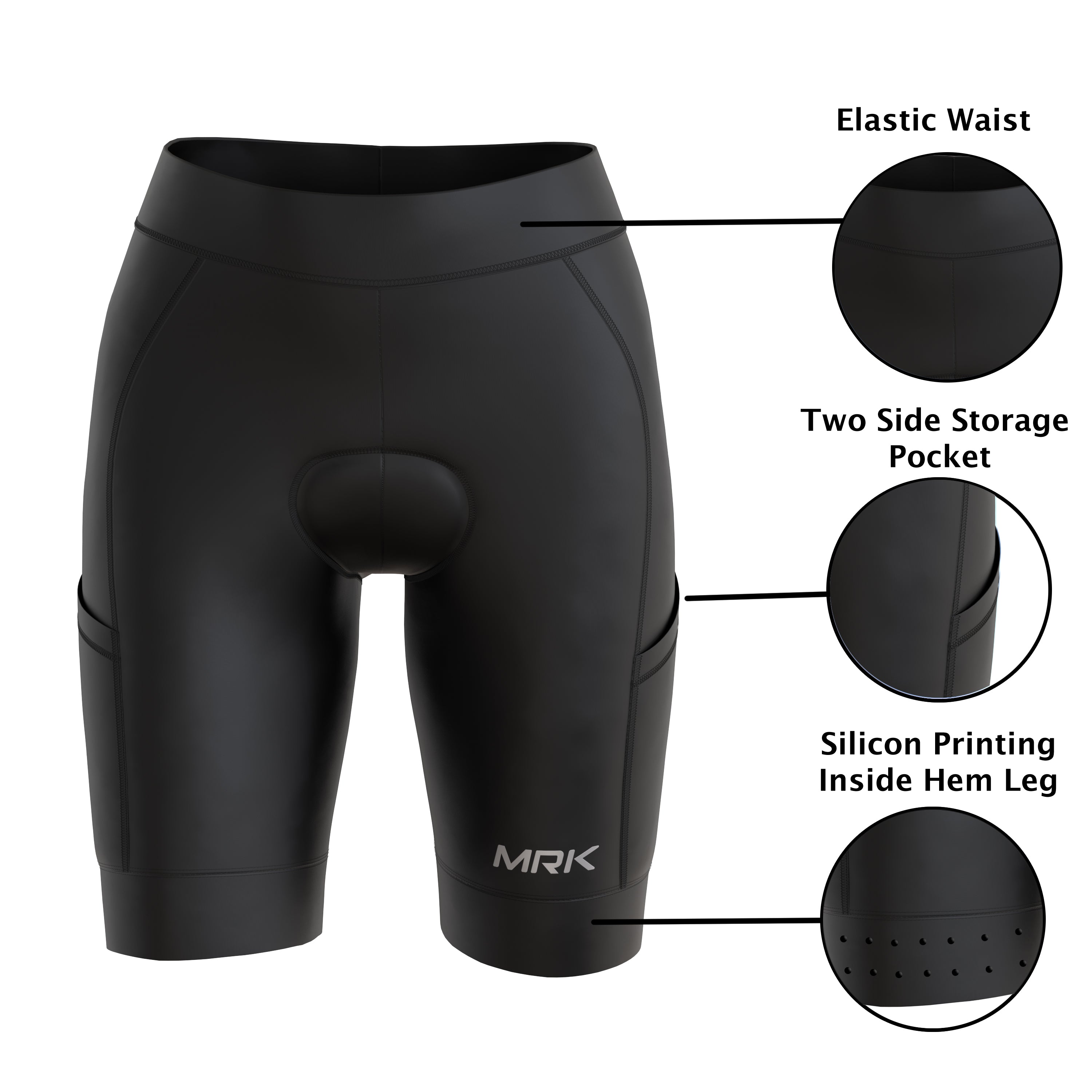 MRK Sports Men's Cycling Shorts – Gel Padded – Road Bike MTB – Grey/Black – S To XXL